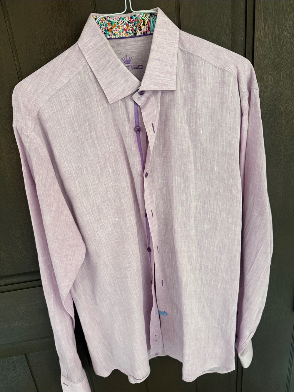 Men's Lavender Dress Shirt with Contrast Trim